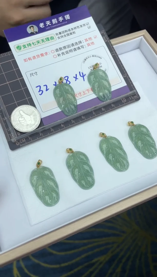 颈饰18K金镶嵌翡翠冰叶子配绳21多样性发其一CP