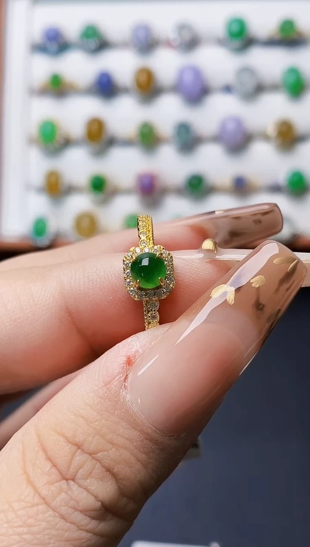 银S925镶嵌戒指翡翠0443