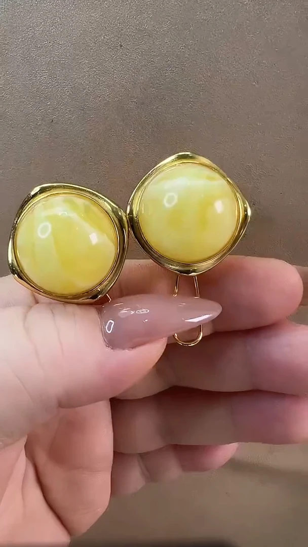 【闪购商品】琥珀耳饰未镶嵌耳环