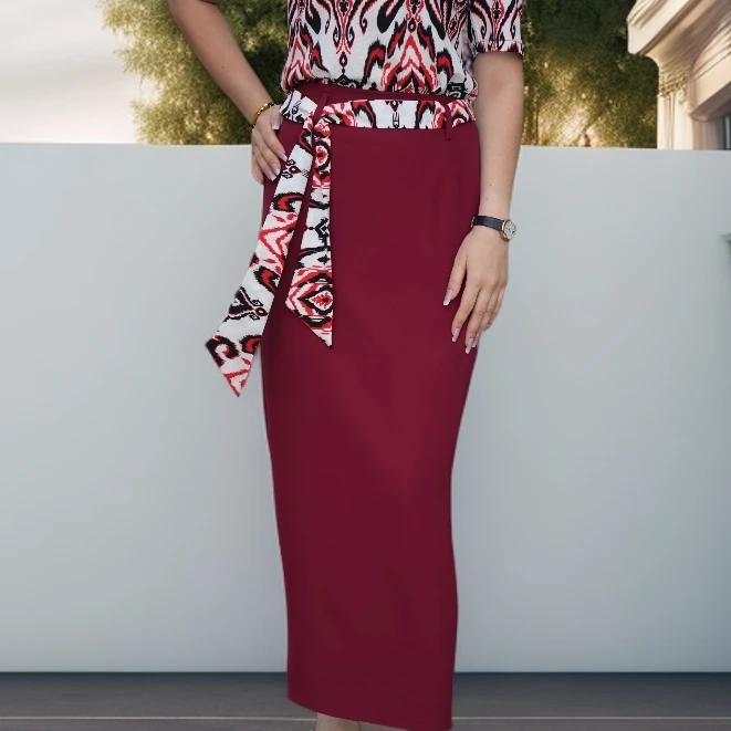 高腰直筒西装半身裙