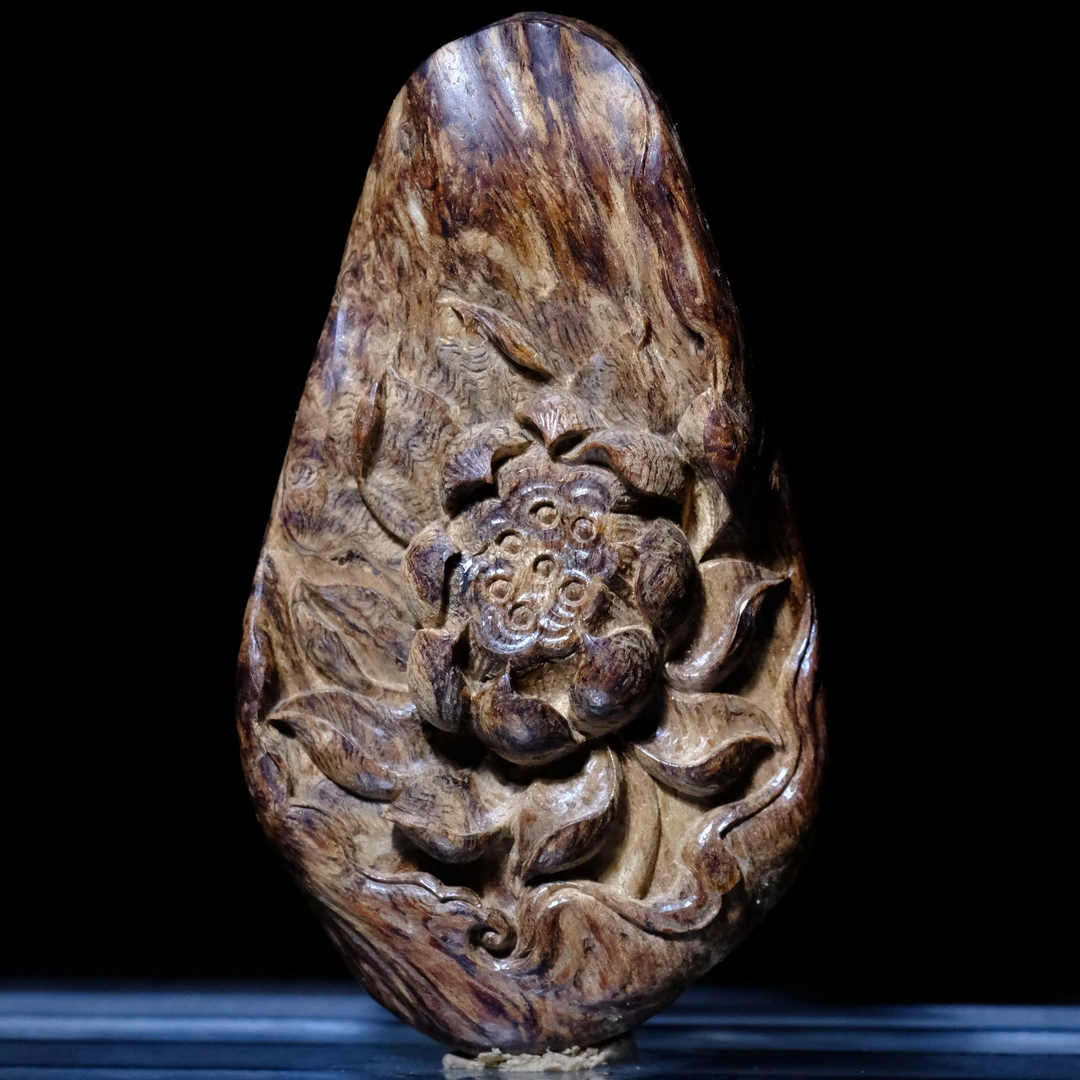 沉香达拉干沉水沉香莲花吊坠手工精品收藏挂件