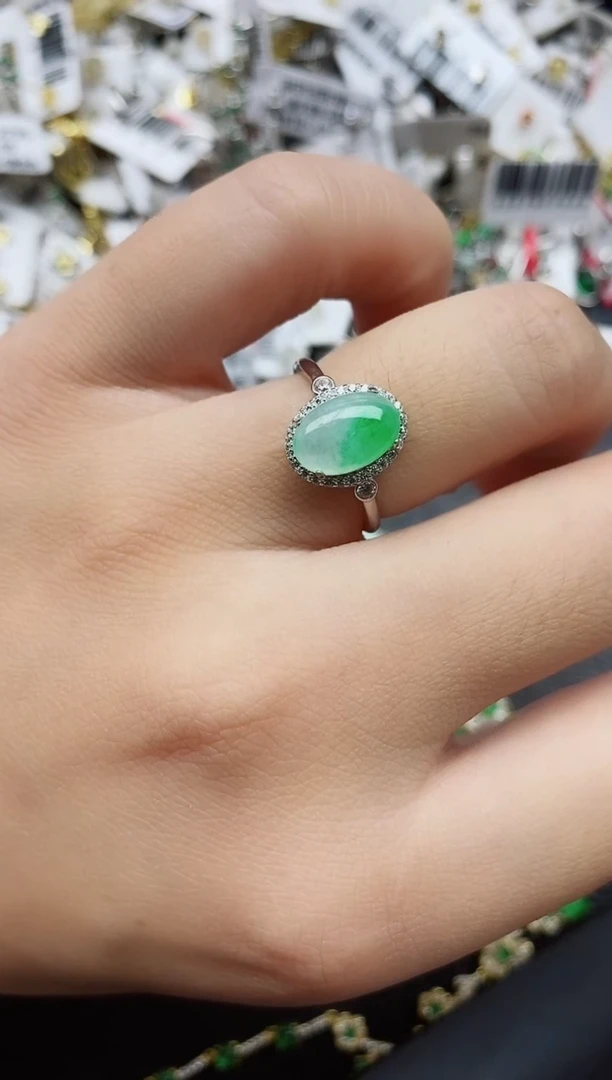 银S925镶嵌戒指翡翠1