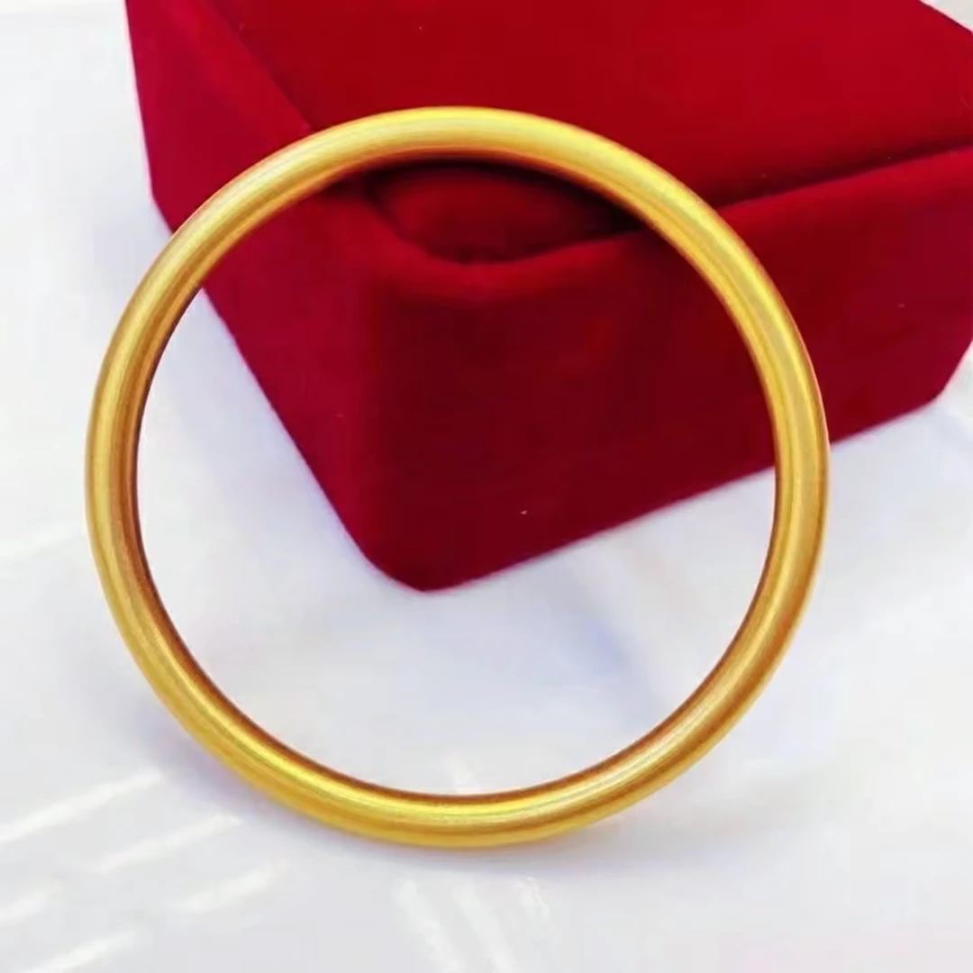 铜合金手镯 新中式金色古法素圈手镯女款实心哑光质感时尚百搭