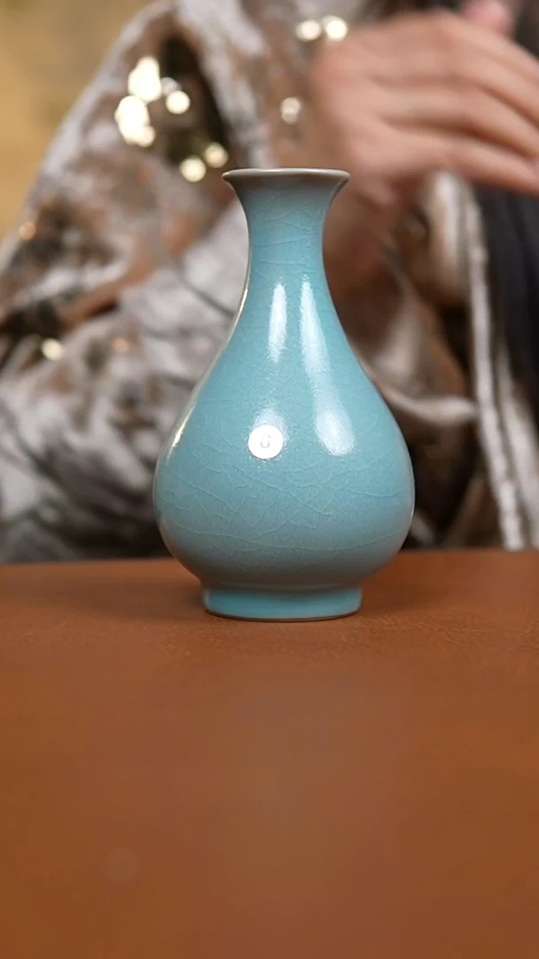 瓷片仿古天青玉壶春瓶瑕