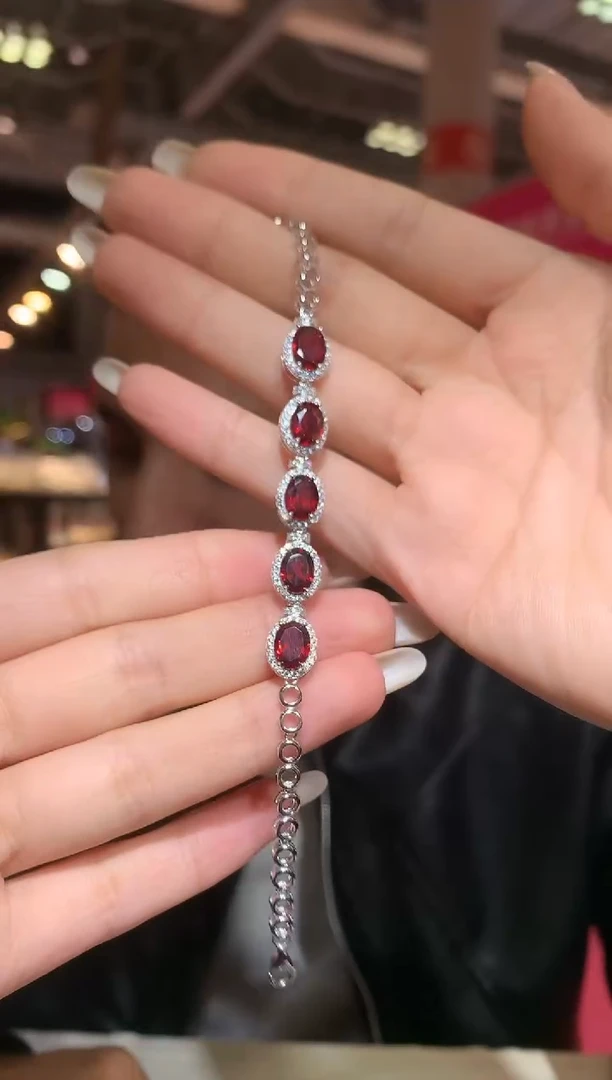 银S925镶嵌手链石榴石【宝石世家严选】