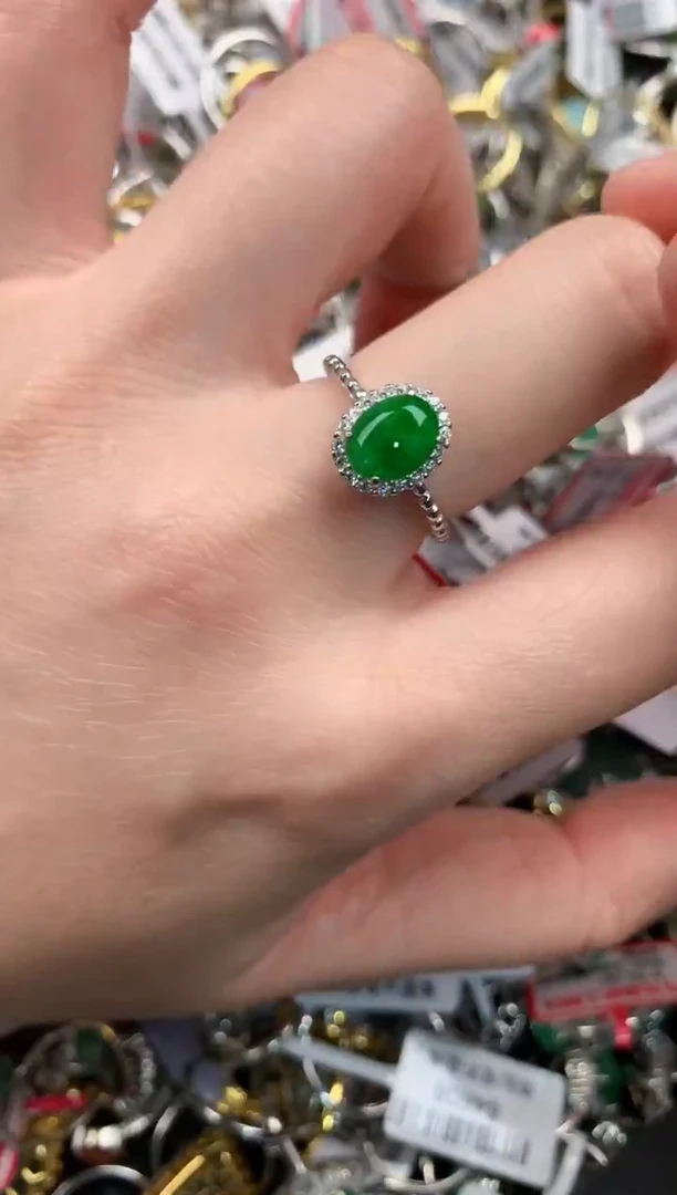 银S925镶嵌戒指翡翠111--5