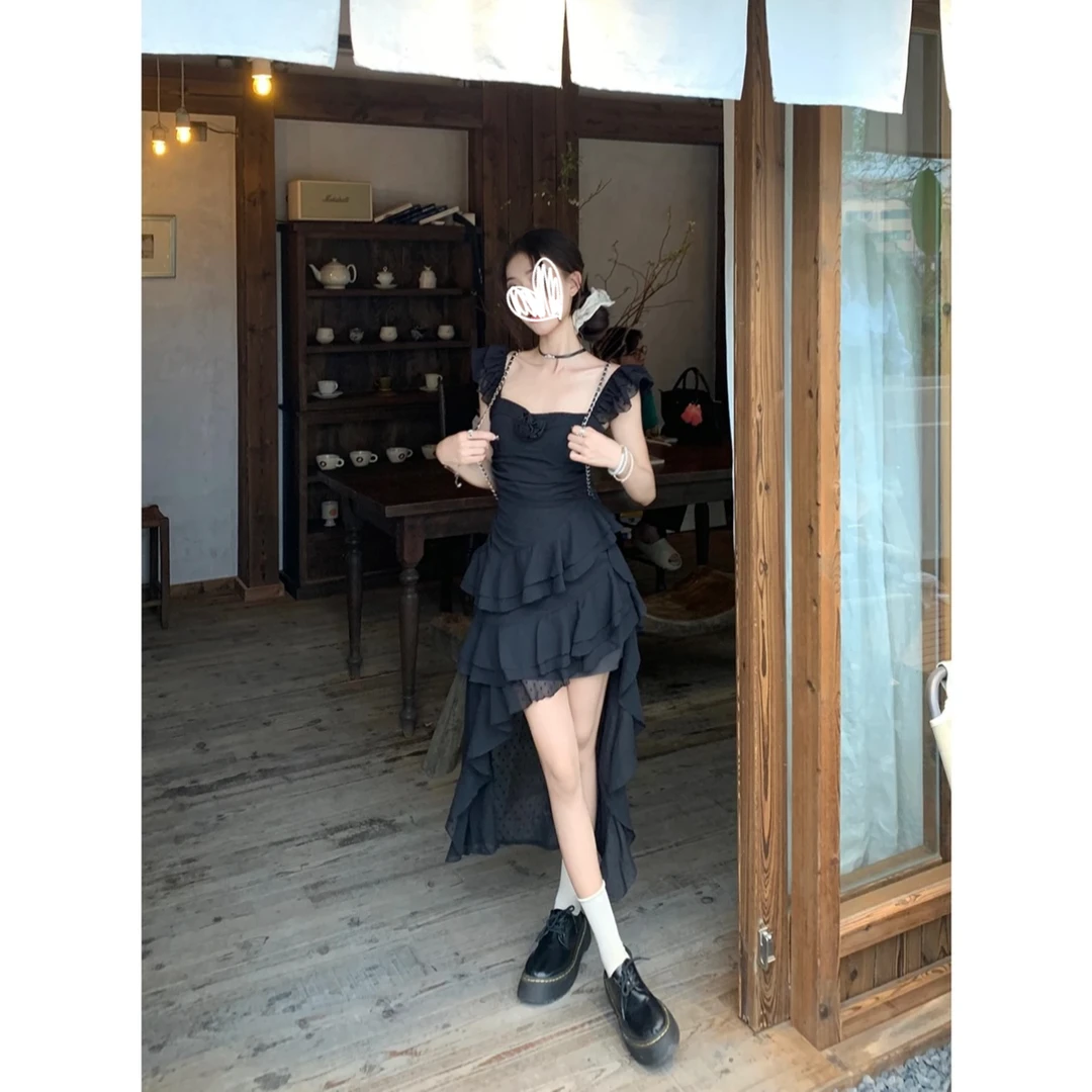 4117吊带连衣裙女可甜可盐不规则温柔风长裙