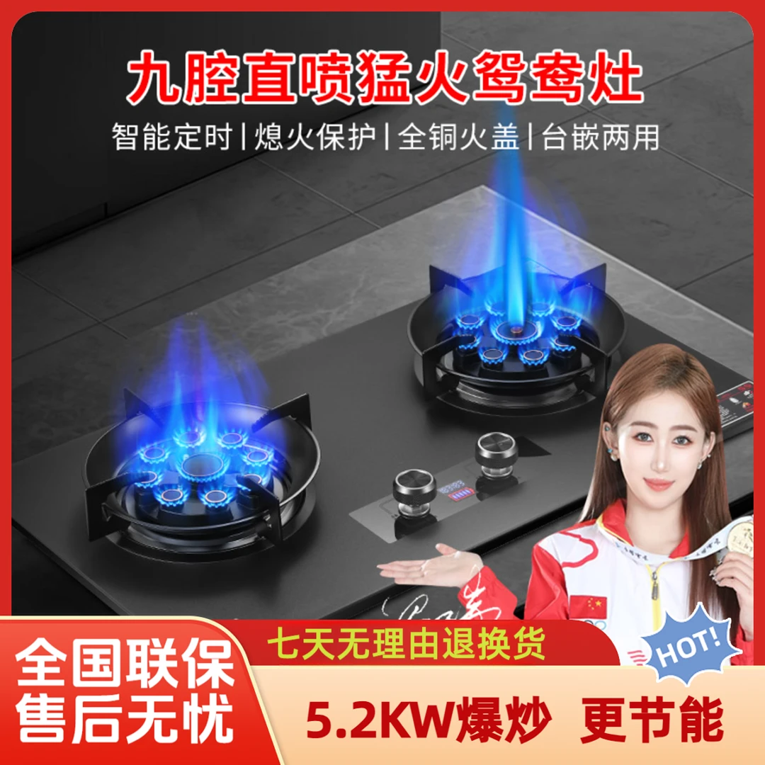 普斯网红防爆台式猛火灶鸳鸯灶炉灶天然气液化气家用燃气灶双灶
