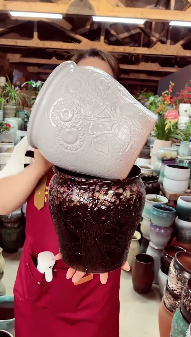 紫砂花盆高21口18