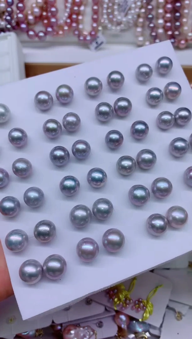 银S925镶嵌淡水珍珠耳钉多样性发其一，非无暇