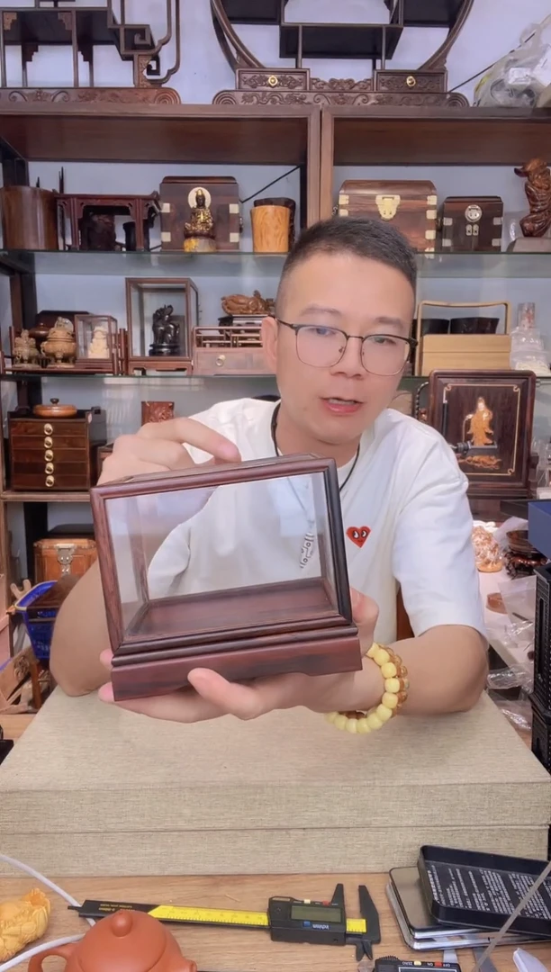 乌木类架子331微凹实木横式玻璃罩  瑕疵