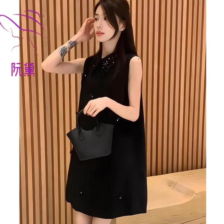 阮黛小香风气质减龄洋气连衣裙女新款小个子宽松无袖百搭背心裙子