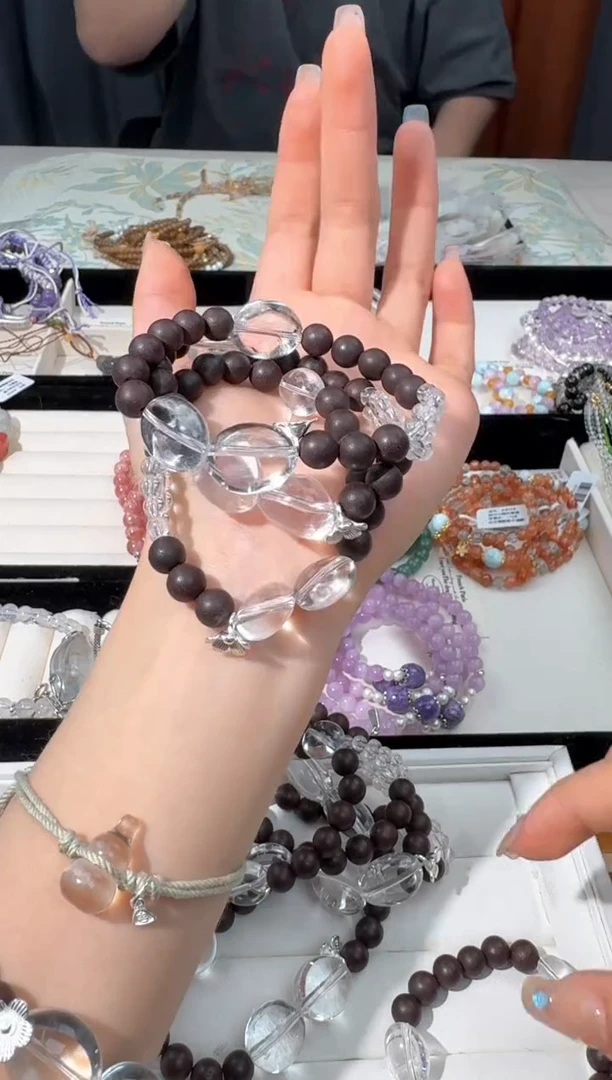 【闪购商品】水晶手链银S925镶嵌N026降真香白水蛋款