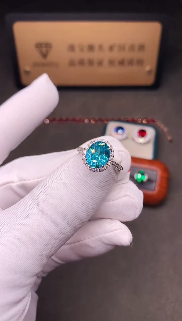 银S925镶嵌戒指帕拉依巴碧玺蓝