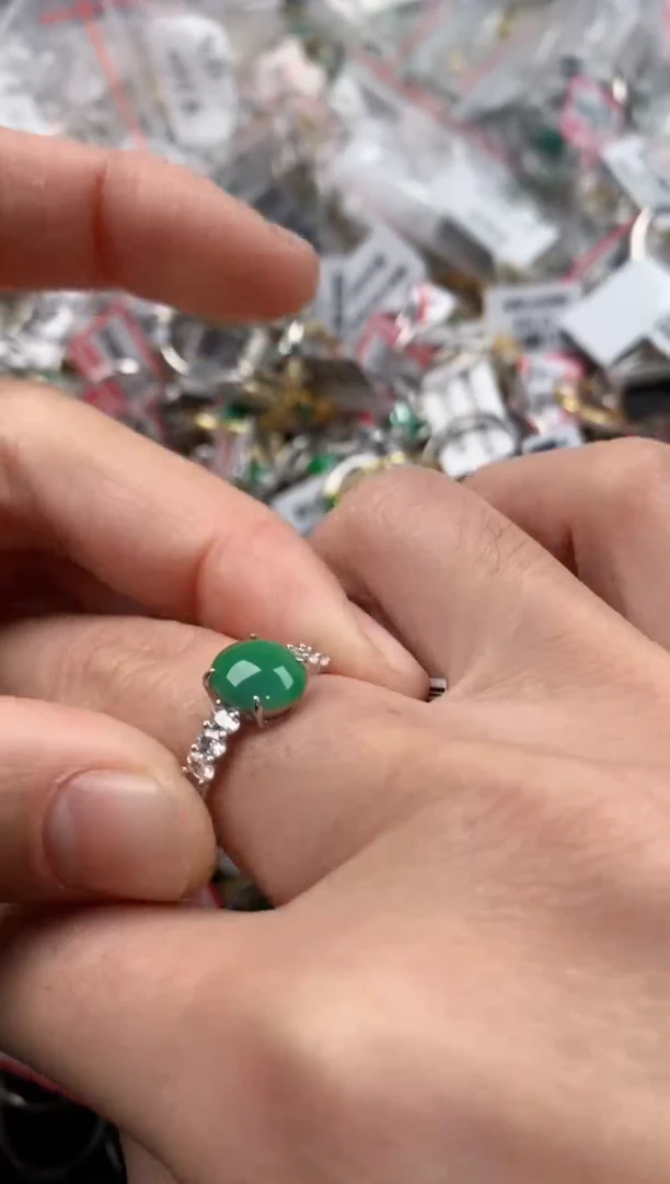银S925镶嵌戒指翡翠1          1