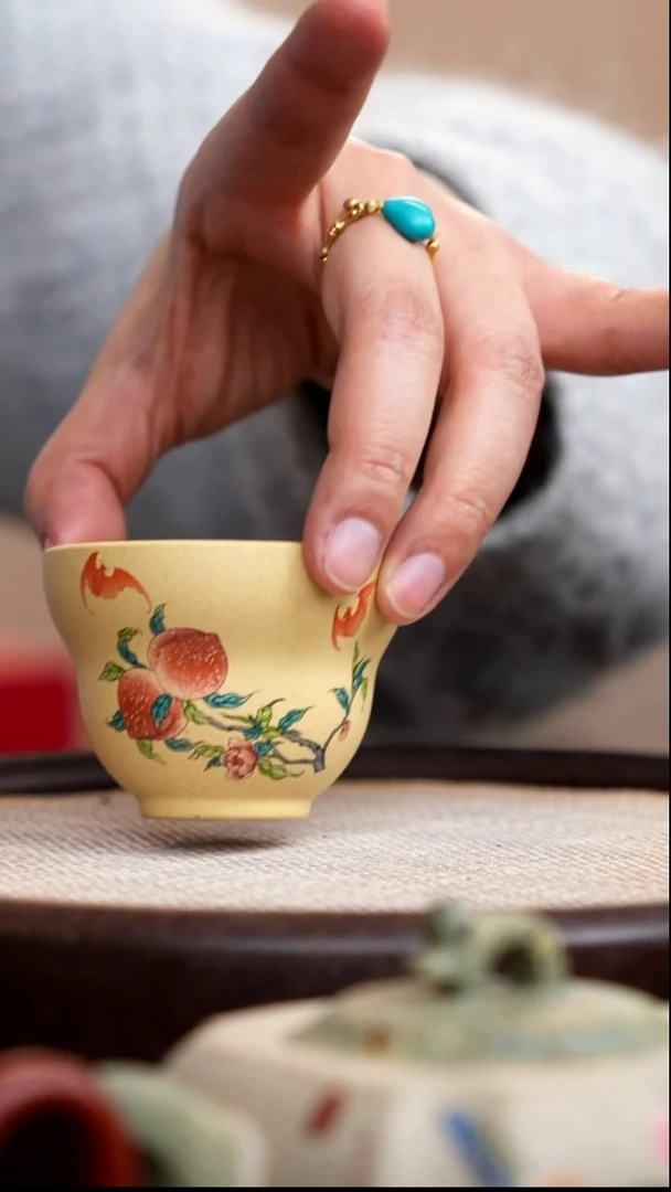 茶壶紫砂本山绿小葫芦杯寿桃