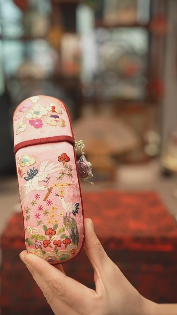 扇子眼镜盒  绣花非遗