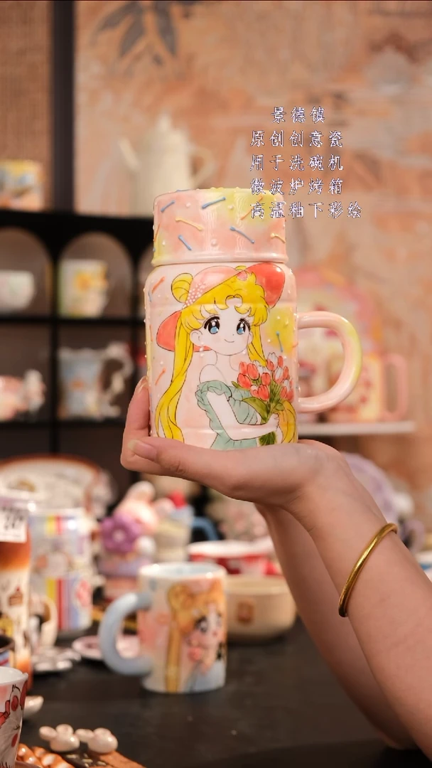 摆件景德镇手工手绘设计师款