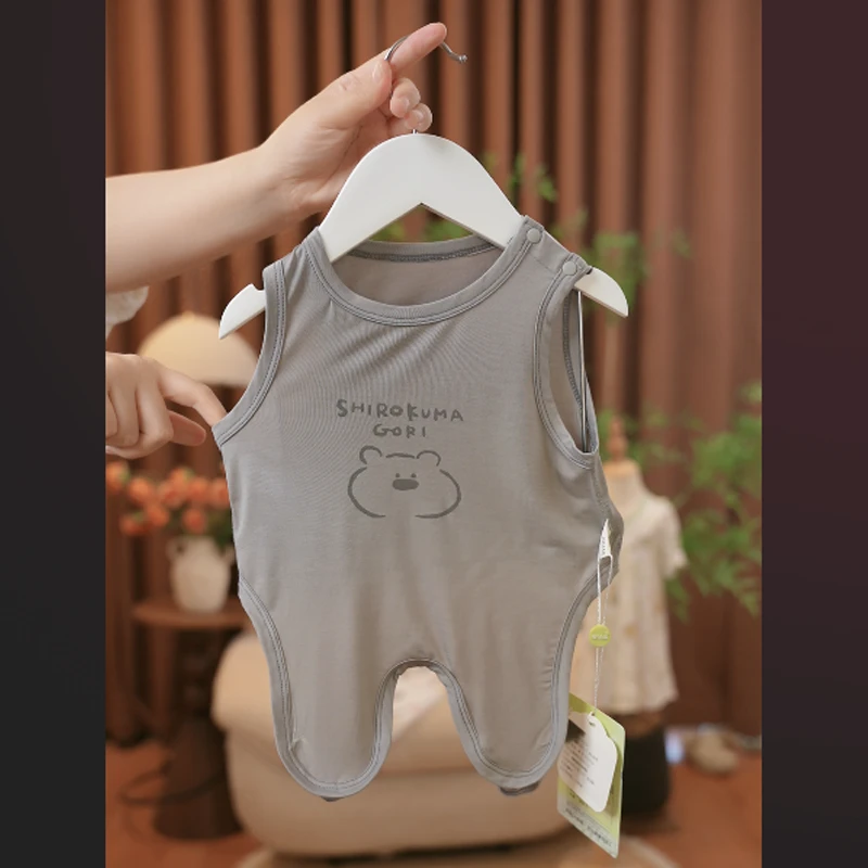婴儿连身衣服半背肚兜夏季薄款宝宝护肚半背背心