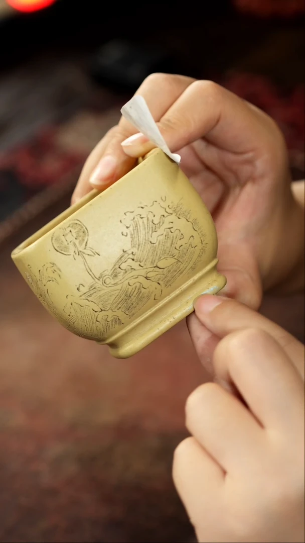 茶杯紫砂微瑕紫砂戏蝉