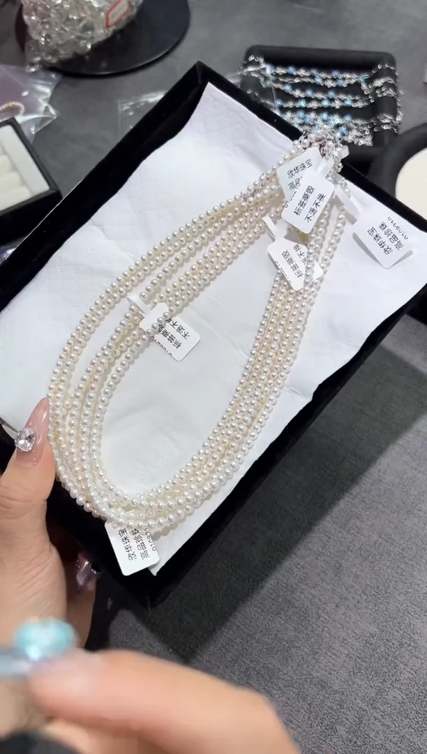 颈饰银S925镶嵌淡水珍珠1b多样发其一【1条】默认微瑕