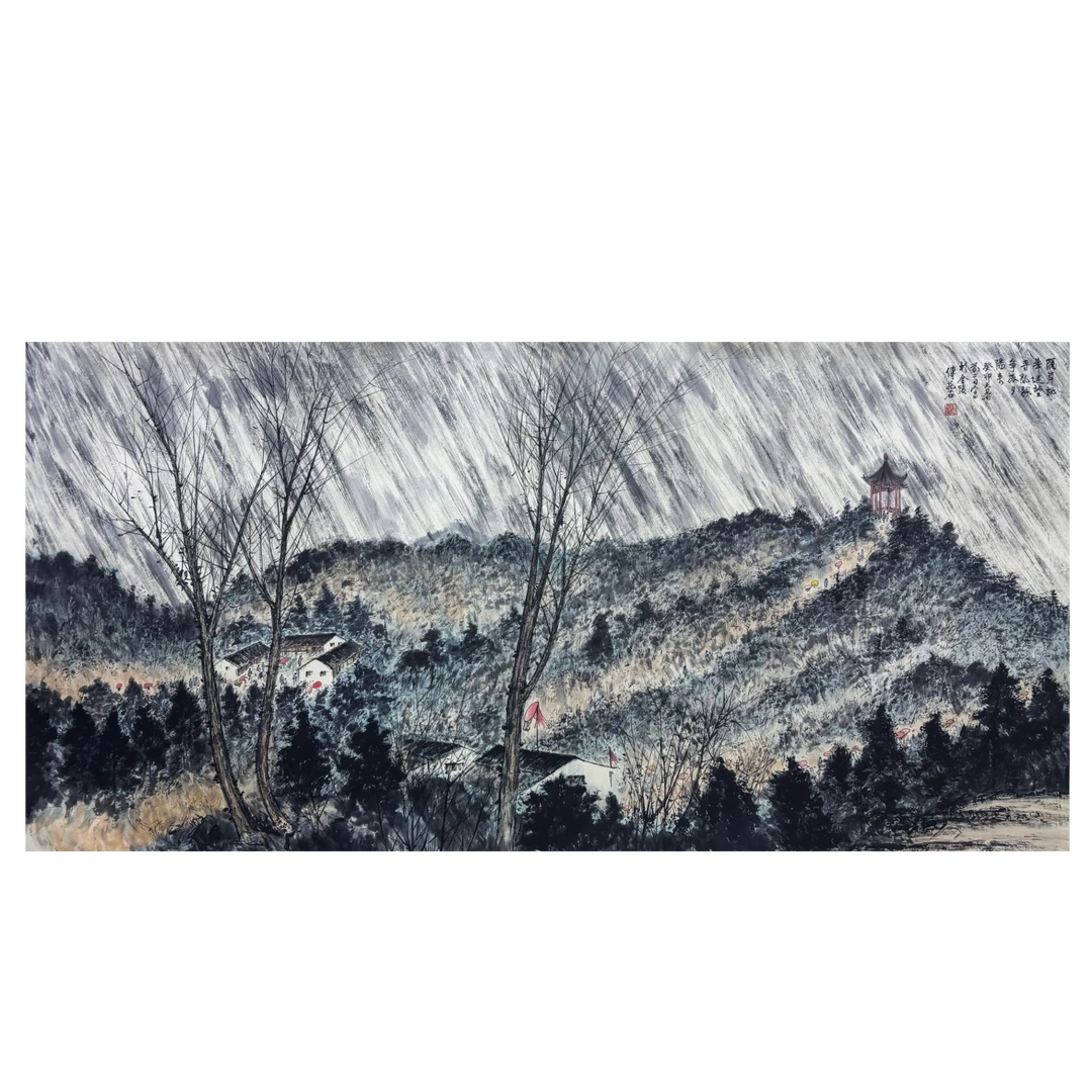 《隔岸桃花》著录出版《京悦品鉴》P321-69X139cm古董艺术拍品