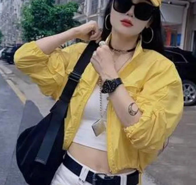 2025夏季新款同款洋气减龄韩版爆款薄款外套拼接百搭-橙r