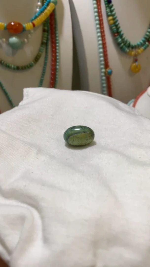 未镶嵌绿松石珠宝奇石15.8*10.3mm枣珠