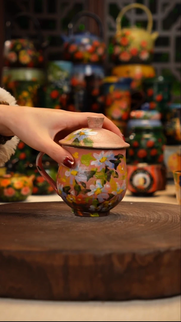 紫砂油画手绘釉下彩