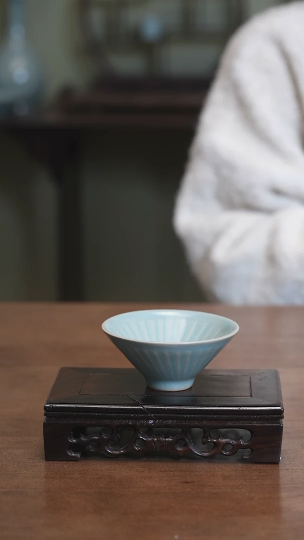 【闪购商品】Y宝丰宋官窑原产地汝瓷斗笠杯（微瑕）