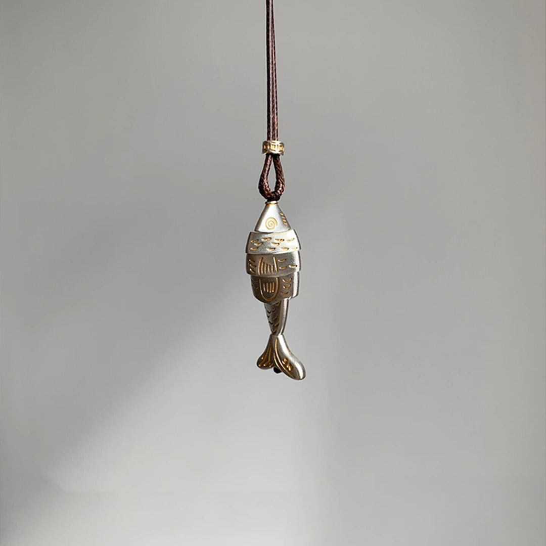 铜合金吊坠 银色冷淡风拼接小鱼吊坠项链高级感秋冬配饰毛衣链