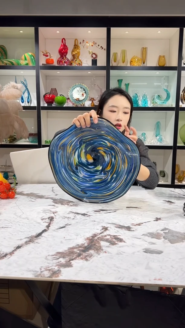 新款蓝色油画果盘