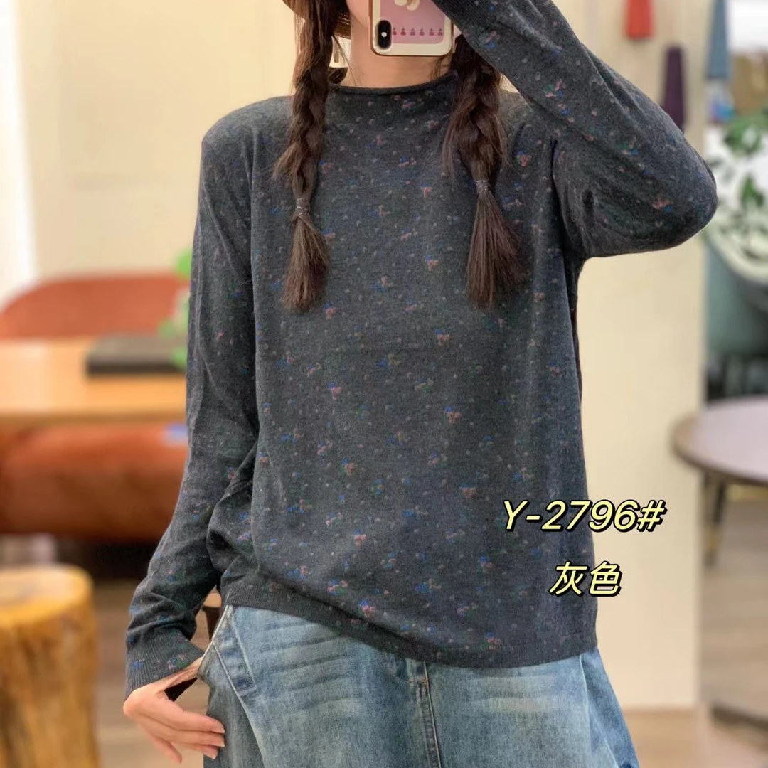 绵羊毛秋冬文艺复古长袖打底时尚百搭卫衣女宽松显瘦圆领打底衫