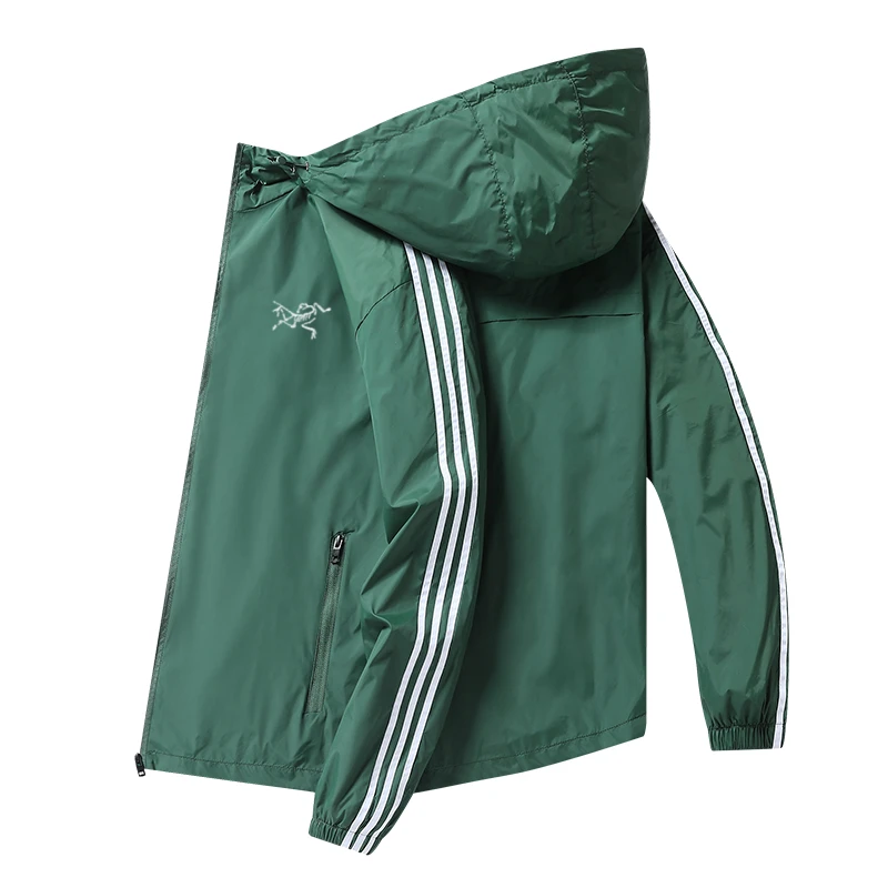 始祖刺绣鸟春秋男士连帽夹克男款大码运动休闲风衣户外薄款男外套