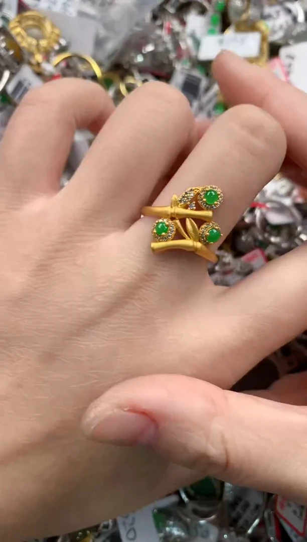 银S925镶嵌戒指翡翠444----6