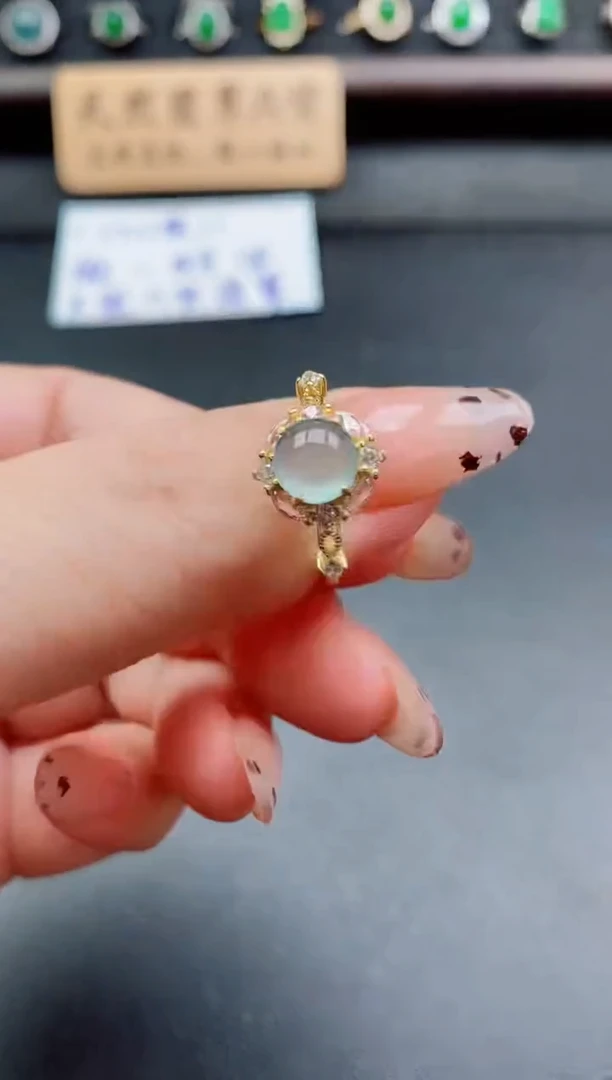 银S925镶嵌戒指翡翠1