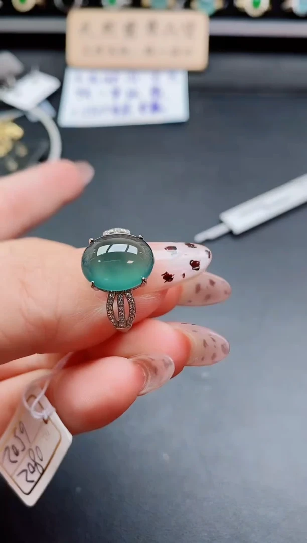 银S925镶嵌戒指翡翠1