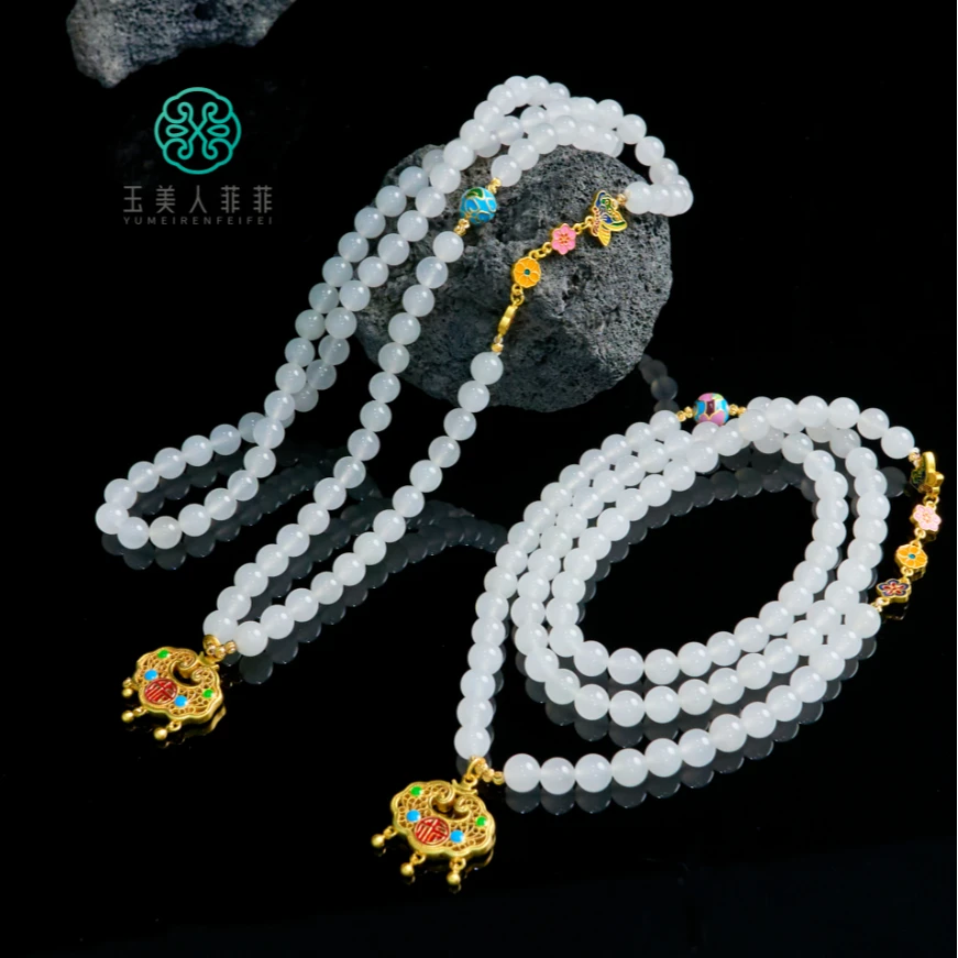 石惑珠宝~金丝玉项链约8mm-多样性发一