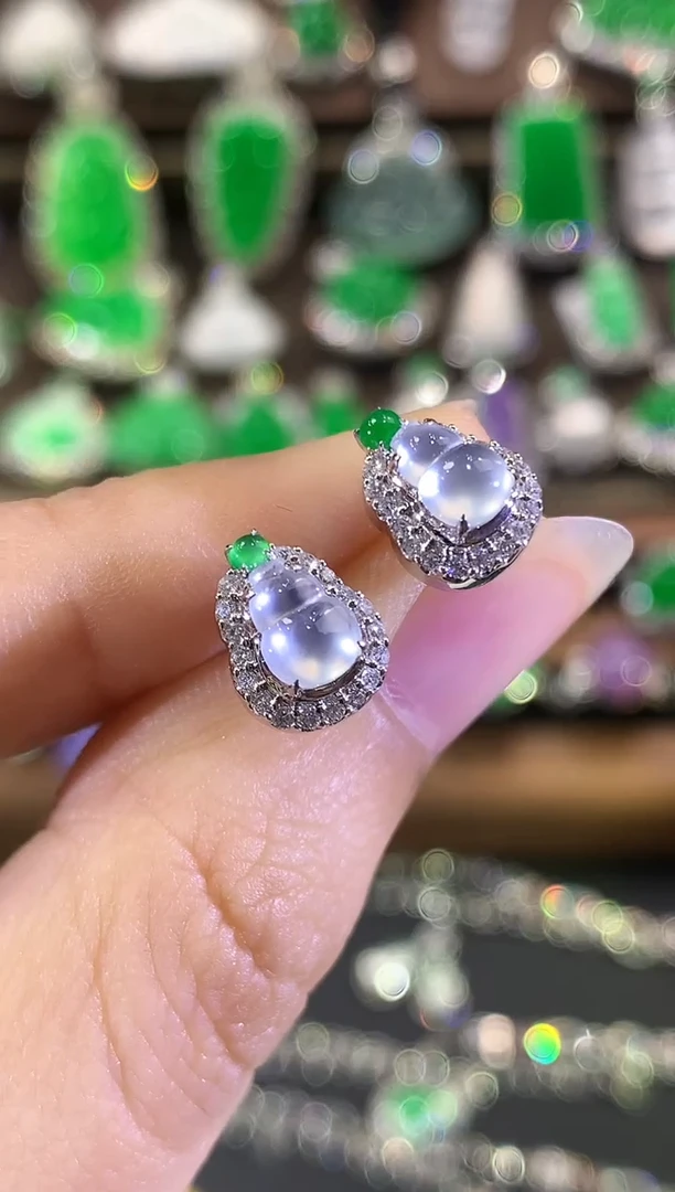 18K金镶嵌翡翠耳饰C26 多样性一件发货