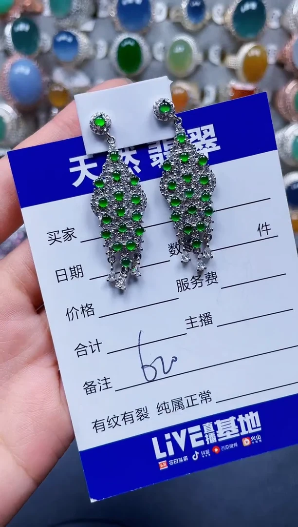 银S925镶嵌翡翠耳饰620