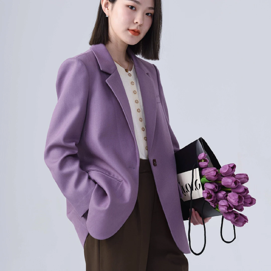 外贸精品服饰西装外套气质彩色设计感休闲西服上衣（自行备注编码）