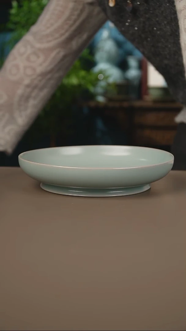 仿古天青不开片圆洗18微暇