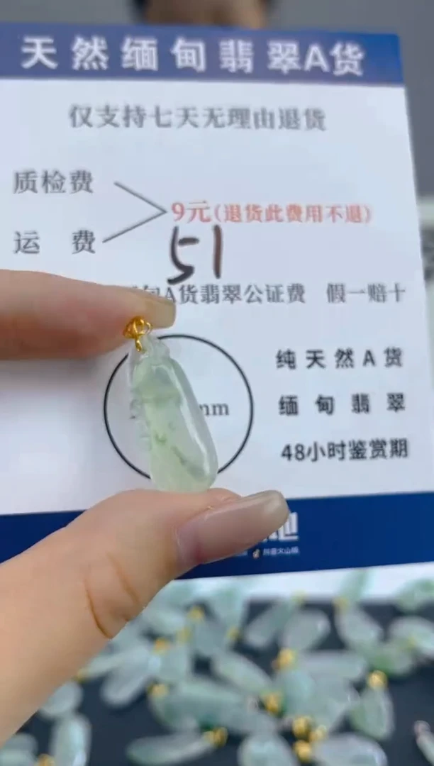 颈饰18K金镶嵌翡翠天然A货翡翠  51