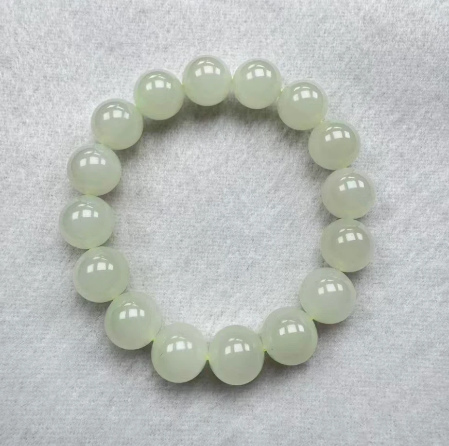 碧雲珠宝 和田玉高冰晴水 12mm 圆珠手串 精美 玉手串