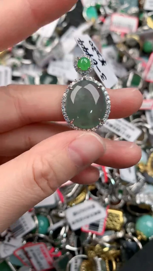 银S925镶嵌戒指翡翠444---3