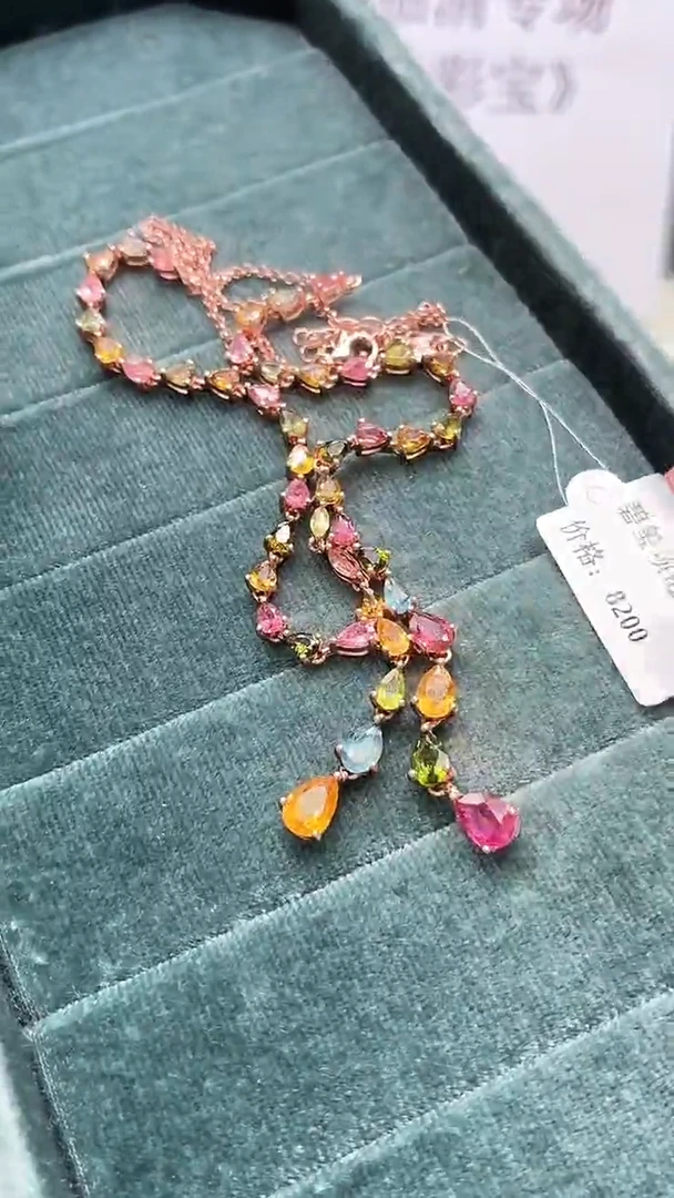 银S925镶嵌项链碧玺386ZB1129产品一个（多样性）