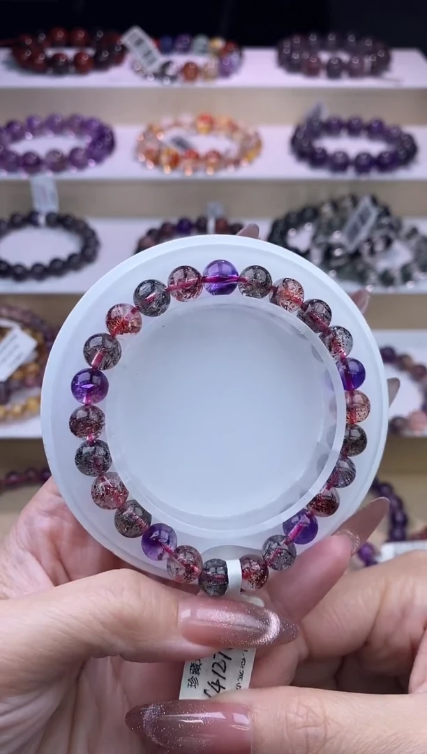 水晶手串未镶嵌黑加仑超七单圈7m+