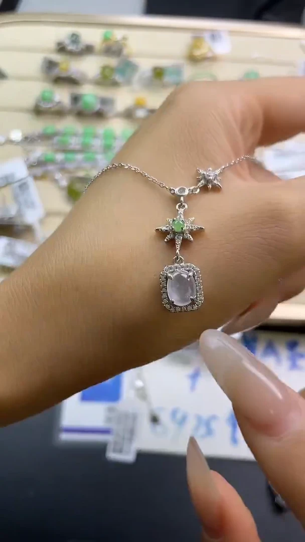 银S925镶嵌戒指翡翠翡翠 蛋面 银S925镶嵌