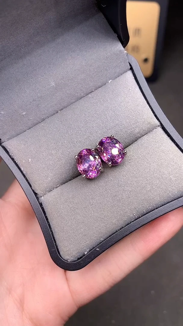 银S925镶嵌耳饰双色碧玺......