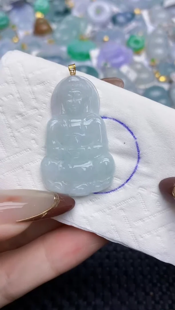 颈饰18K金镶嵌翡翠   天然翡翠A货  百元以上9米证书费自理